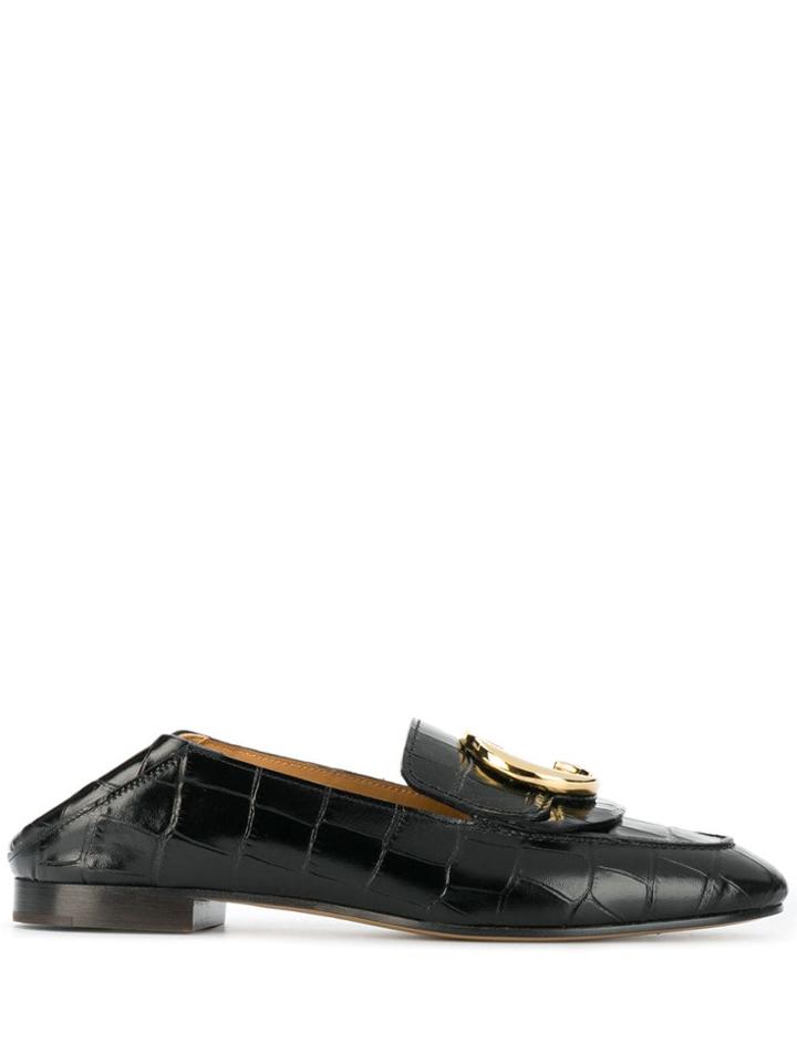 Chloé C Croc-effect Loafers - Black