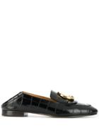 Chloé C Croc-effect Loafers - Black