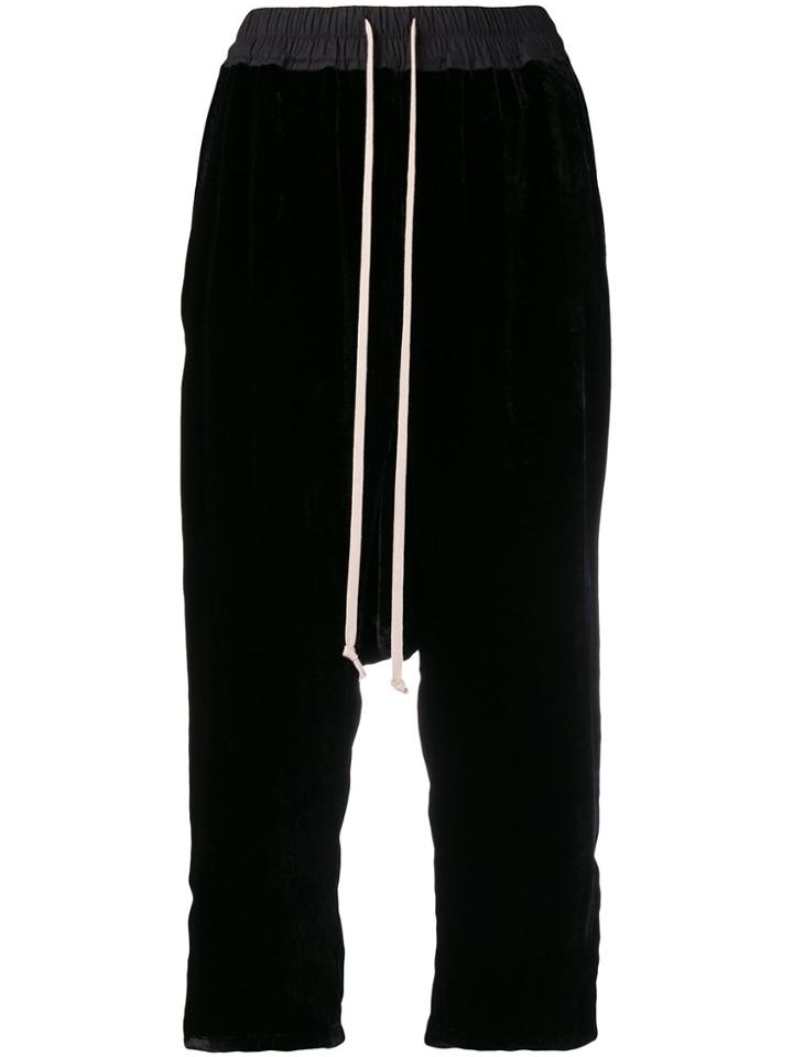 Rick Owens Velvet Cropped Trousers - Black