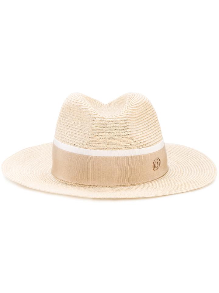 Maison Michel - Hat With Grosgrain Ribbon - Women - Straw - S, Nude/neutrals, Straw