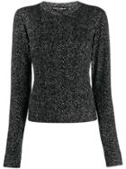 Dolce & Gabbana Chevron Round Neck Sweater - Black