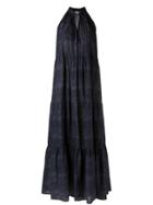 Amir Slama Panelled Long Dress - Blue