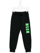 Msgm Kids Logo Print Track Pants, Boy's, Size: 6 Yrs, Black