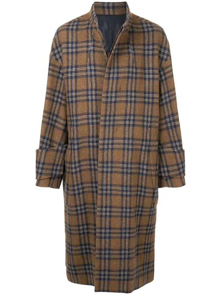 Wooyoungmi Classic Check Long Coat - Brown