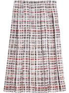 Burberry Pleated Scribble Check Silk Skirt - Red