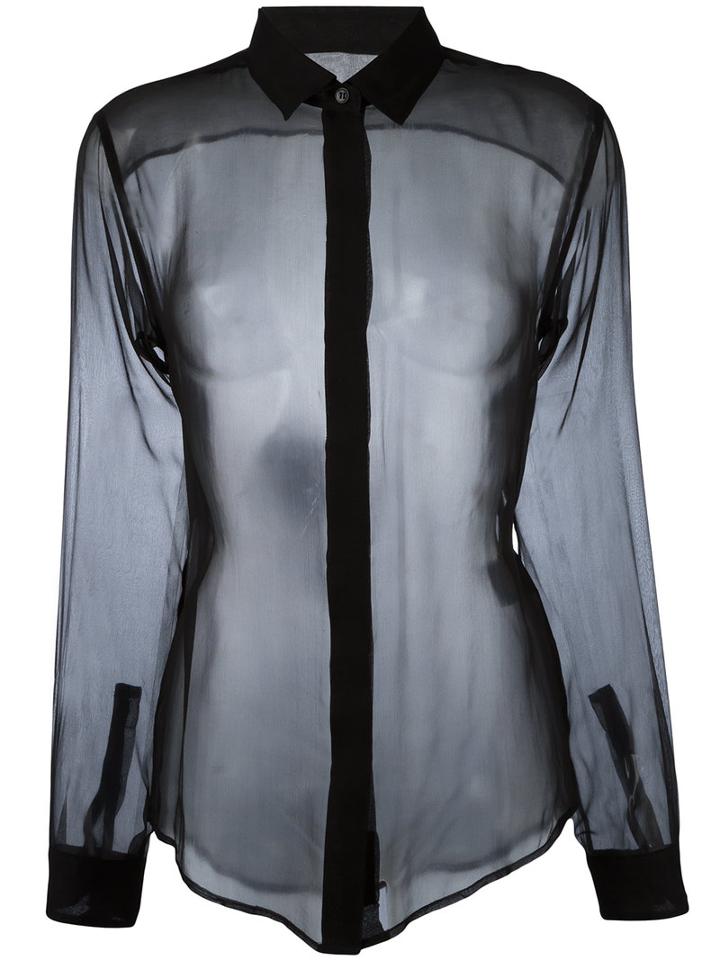 Saint Laurent Transparent Fitted Shirt, Women's, Size: 38, Black, Silk