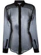 Saint Laurent Transparent Fitted Shirt, Women's, Size: 38, Black, Silk
