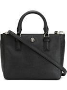 Tory Burch Logo Plaque Small Tote, Women's, Black, Leather