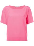 Agnona - Plain T-shirt - Women - Silk/cotton/cashmere - 42, Women's, Pink/purple, Silk/cotton/cashmere