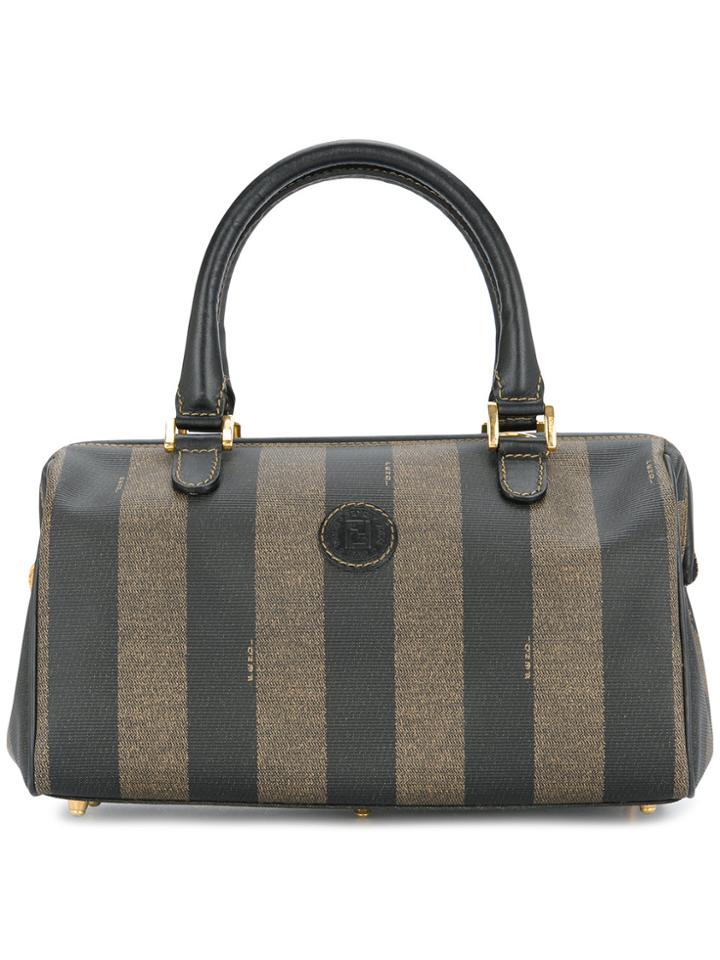 Fendi Vintage Pequin Pattern Handbag - Brown