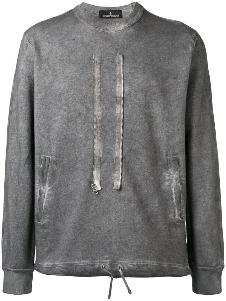 Stone Island Shadow Project Zip Detail Sweatshirt, Men's, Size: Large, Grey, Cotton