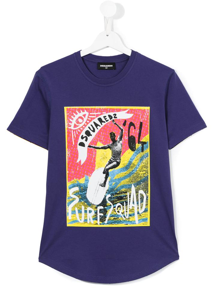 Dsquared2 Kids Surf Squad Print T-shirt, Boy's, Size: 16 Yrs, Blue
