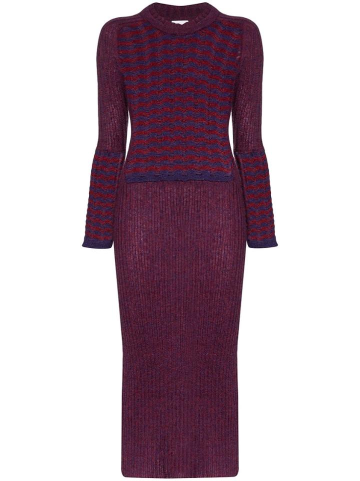 Asai Striped Panel Knit Dress - Purple