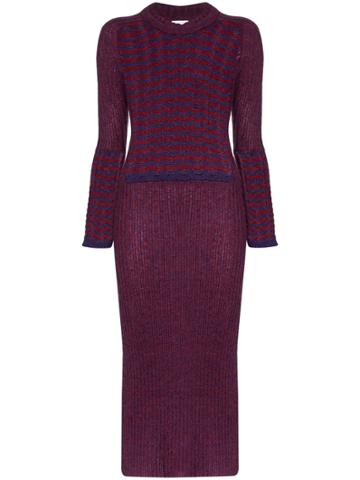 Asai Striped Panel Knit Dress - Purple