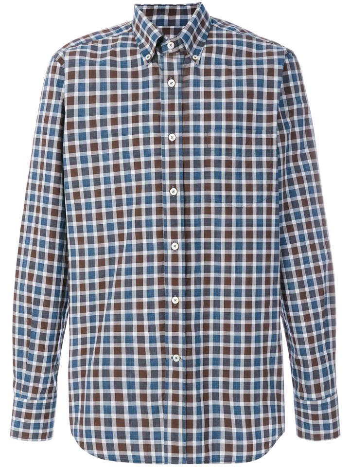 Canali Plaid Button Down Shirt - Blue