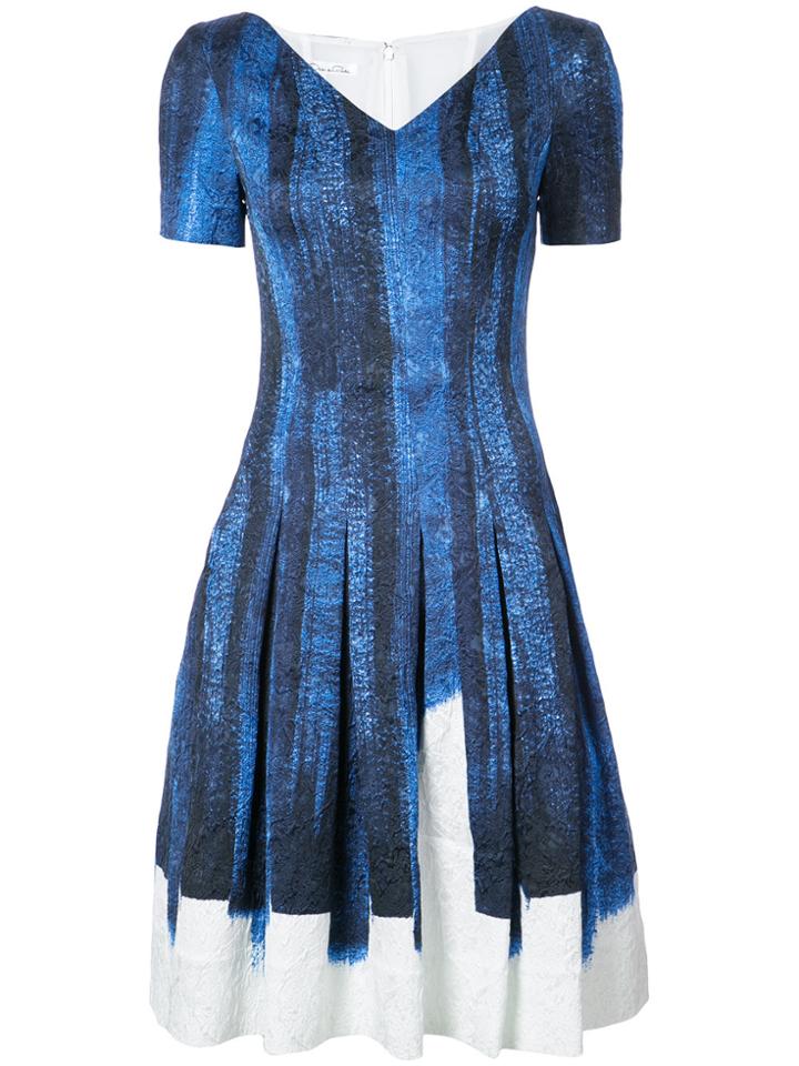 Oscar De La Renta Printed V-neck Dress - Blue
