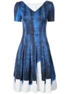 Oscar De La Renta Printed V-neck Dress - Blue