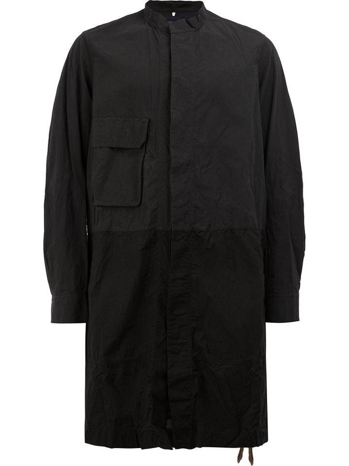 Ziggy Chen Concealed Placket Coat, Men's, Size: 48, Black, Cotton