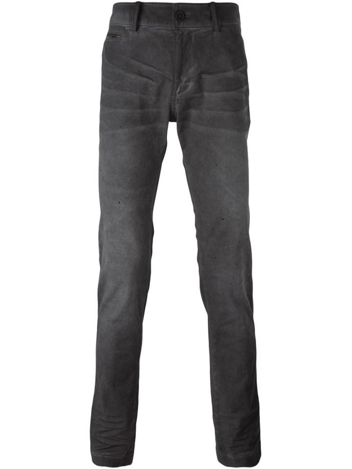Diesel 'chi-shaped' Slim Trousers, Men's, Size: 30, Grey, Cotton/spandex/elastane