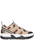 Burberry Monogram Motif Mesh And Leather Sneakers - Neutrals