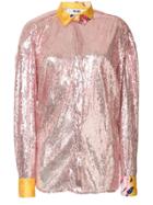 Msgm Contrast-cuff Embellished Blouse - Pink