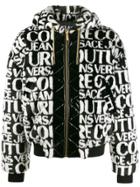 Versace Jeans Couture Monogram Faux Fur Bomber Jacket - Black