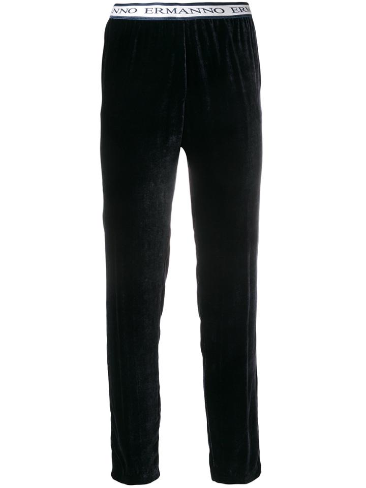 Ermanno Ermanno Cropped Logo Trousers - Blue