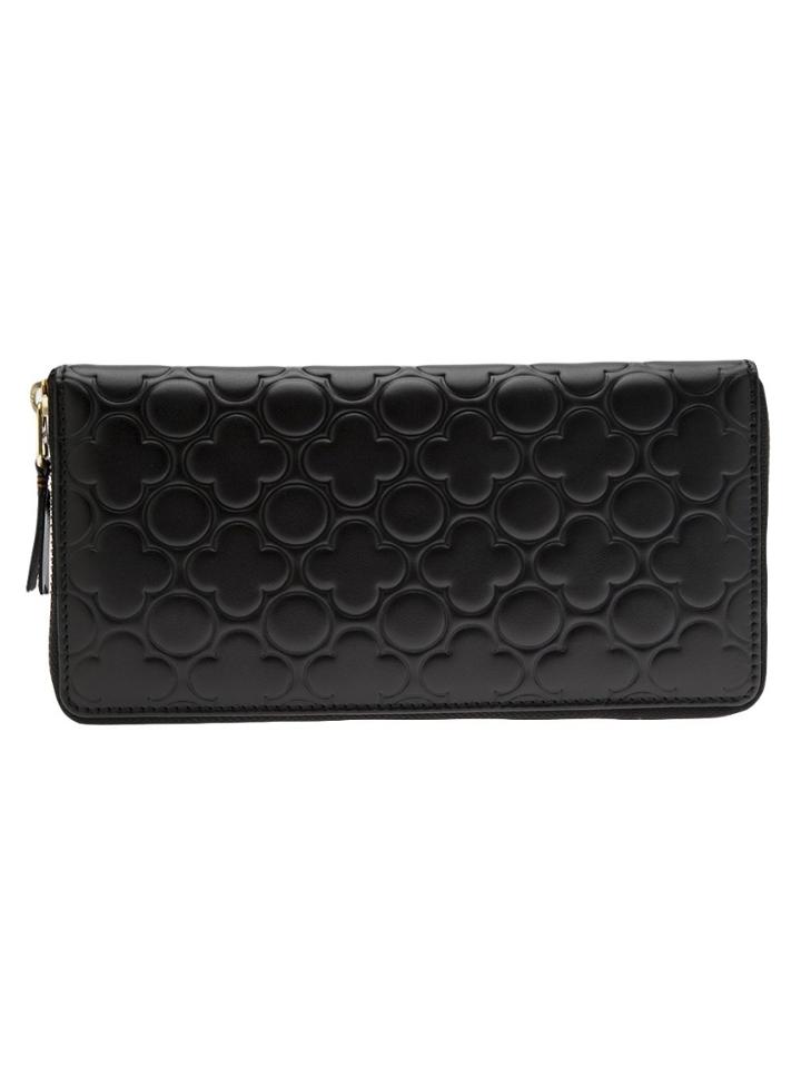 Comme Des Garçons Wallet Embossed Flowers Wallet - Black