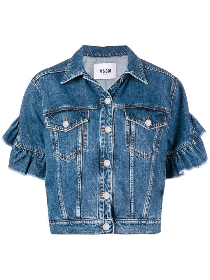 Msgm Short-sleeve Denim Jacket - Blue