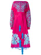 Yuliya Magdych - 'porcelain Bouquet' Dress - Women - Linen/flax/silk - M, Pink/purple, Linen/flax/silk