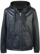 Coach Hooded Leather Jacket - Blue
