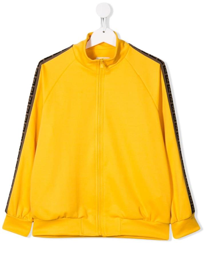 Fendi Kids Side-stripe Bomber Jacket - Yellow