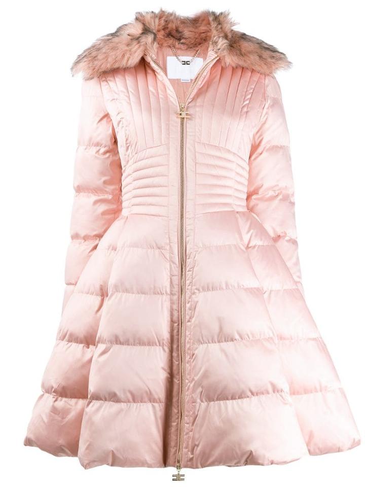 Elisabetta Franchi Flared Puffer Coat - Pink