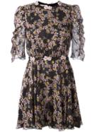 Giamba Floral Bee Print Mini Dress, Women's, Size: 42, Black, Silk/polyester
