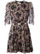Giamba Floral Bee Print Mini Dress, Women's, Size: 42, Black, Silk/polyester