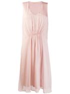 120% Lino Ruched Sleeveless Midi Dress - Pink