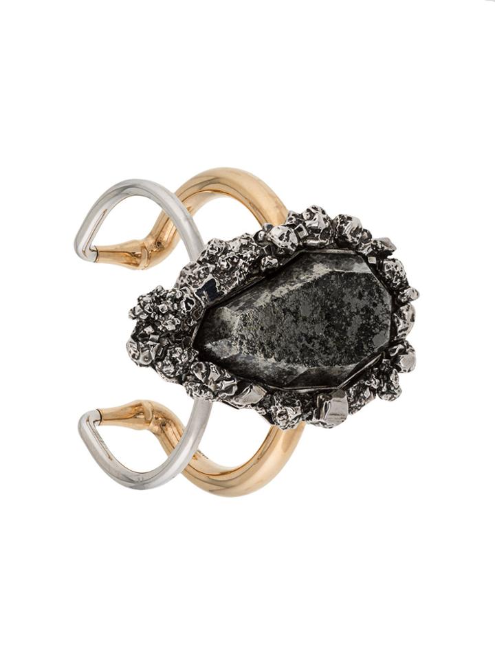 Alexander Mcqueen Oversized Stone Cuff - Grey