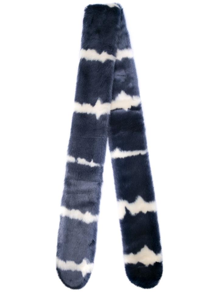 Charlotte Simone Striped Faux-fur Scarf - Blue