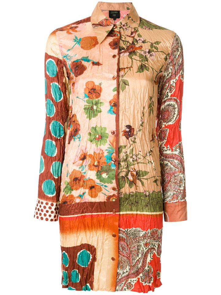 Jean Paul Gaultier Vintage Mixed Print Shirt Dress - Nude & Neutrals