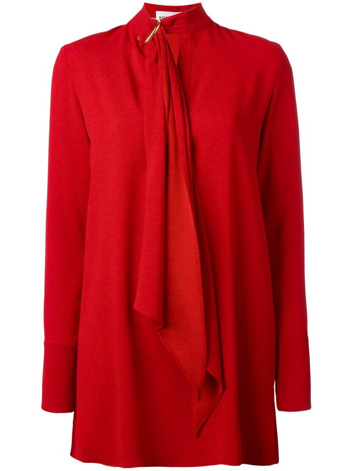 Sonia Rykiel Tie-neck Tunic Dress, Women's, Size: 40, Red, Polyester/triacetate