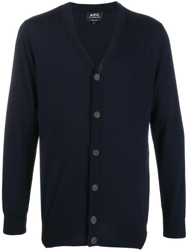 A.p.c. V-neck Knitted Cardigan - Blue