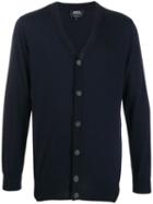 A.p.c. V-neck Knitted Cardigan - Blue