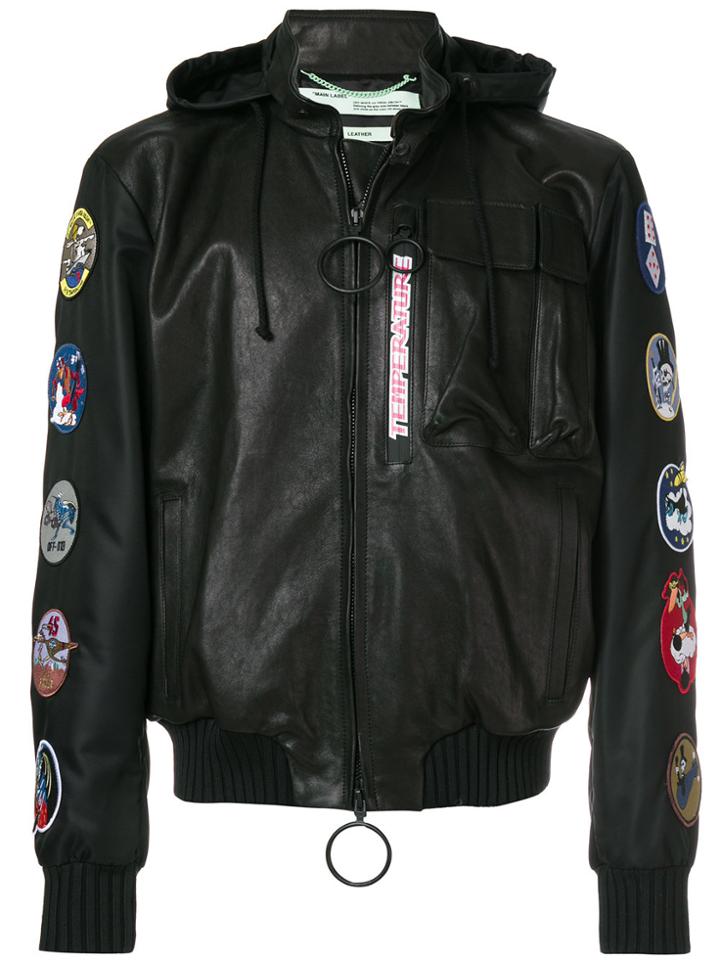 Off-white Temperature Patch Embellisheda Hooded Jacket - Black