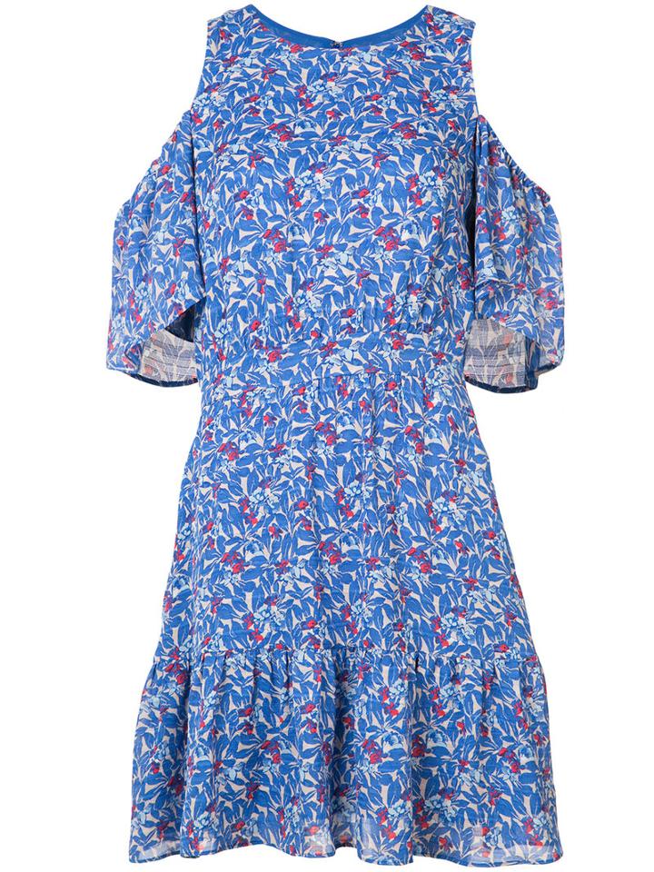 Tanya Taylor - Cold Shoulder Floral Dress - Women - Silk - 6, Blue, Silk