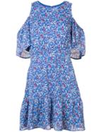 Tanya Taylor - Cold Shoulder Floral Dress - Women - Silk - 6, Blue, Silk