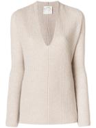 Forte Forte V-neck Ribbed Sweater - Nude & Neutrals