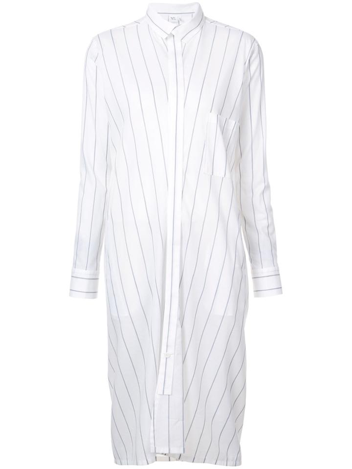 Y's Striped Shirt Dress - White