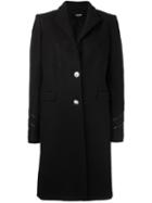 Versus Sleeve Detailing Mid Coat, Women's, Size: 46, Black, Leather/polyamide/spandex/elastane/wool