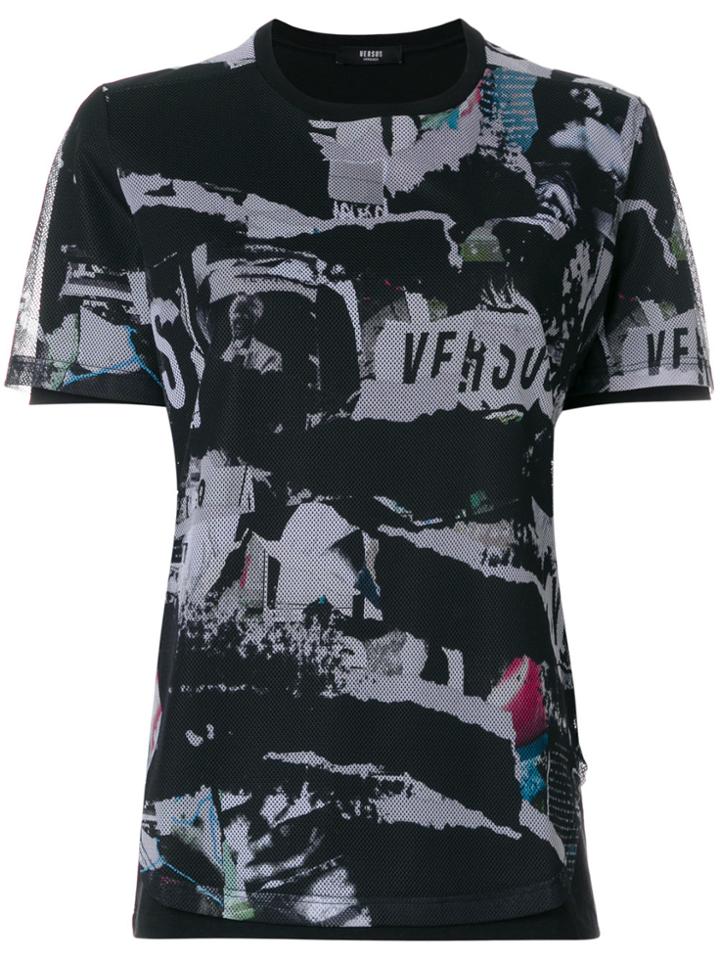 Versus Perforated Collage Print T-shirt - Black