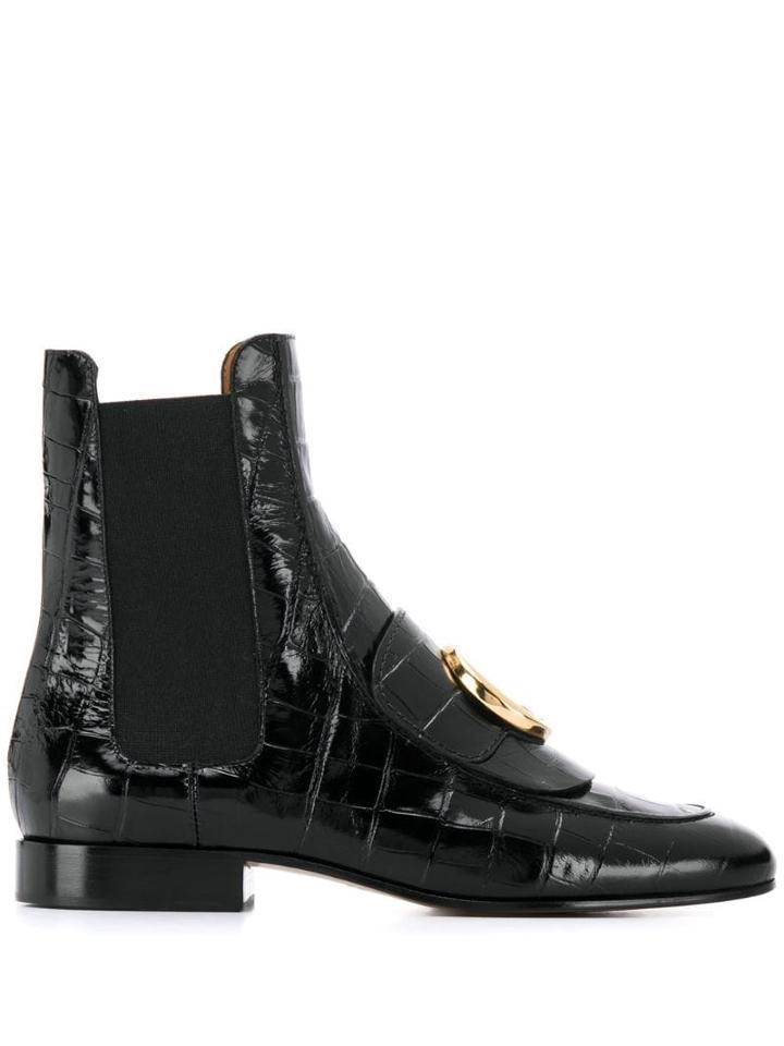 Chloé Embossed C Chelsea Boots - Black